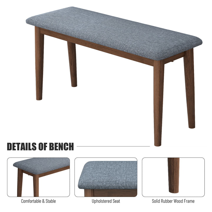 Dining Table Set with 2 Benches and 2 Chairs Fabric Cushion for 6