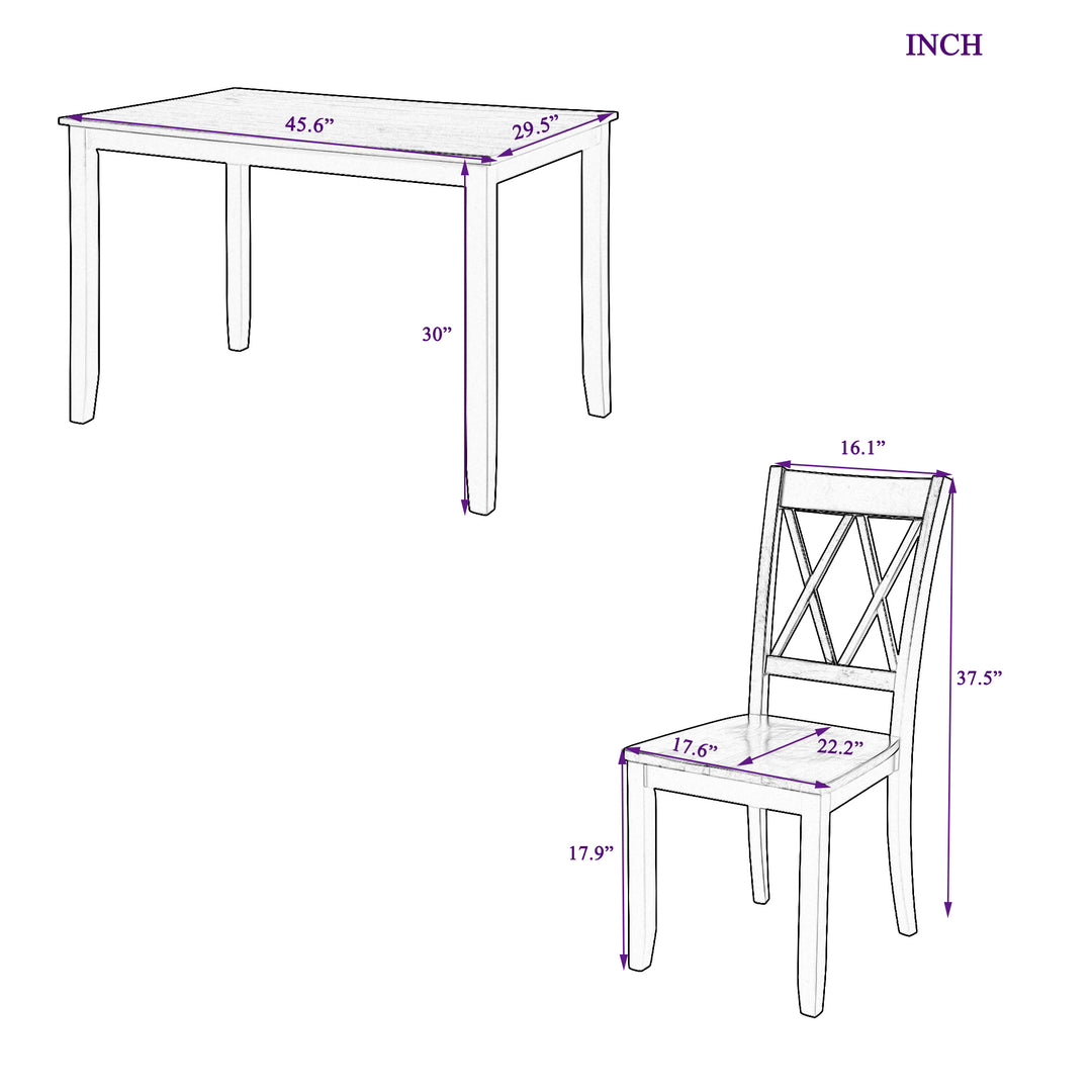 5-Piece Dining Table Set Home Kitchen Table and Chairs Wood Dining Set, White+Cherry