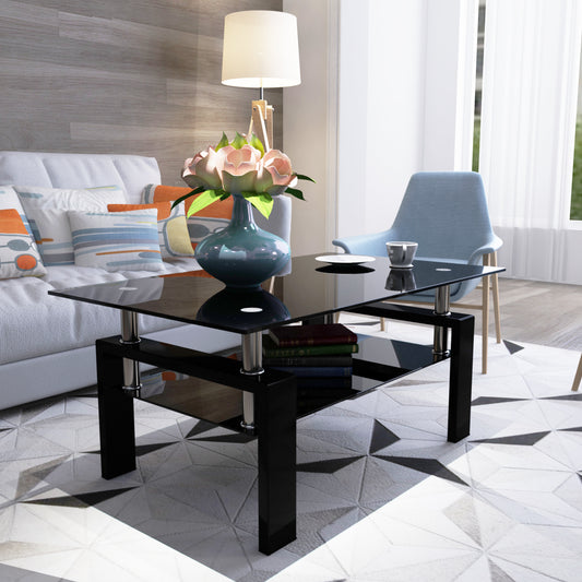 Black Glass Coffee Table, Clear Coffee Table