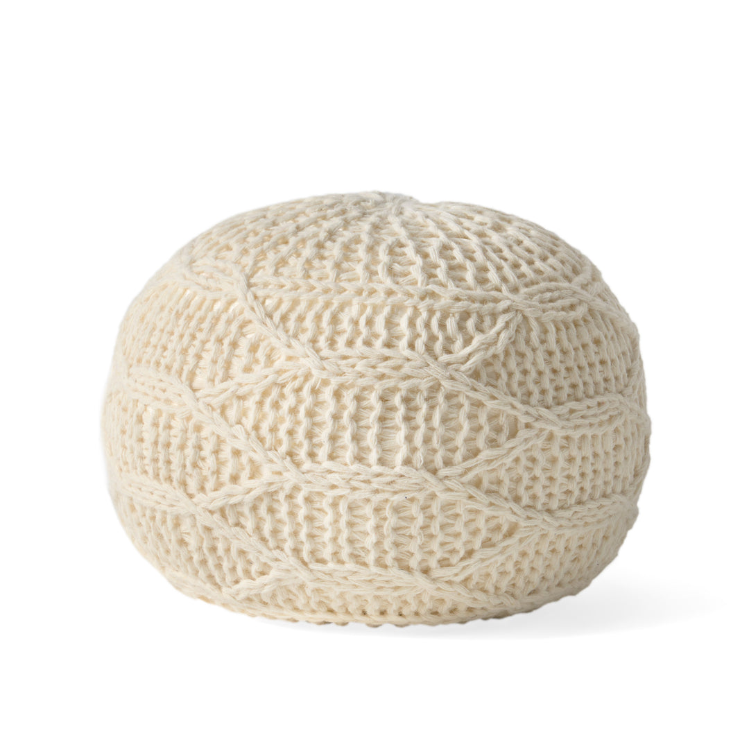 Knitted Wool 20 x 20 Round Pouf