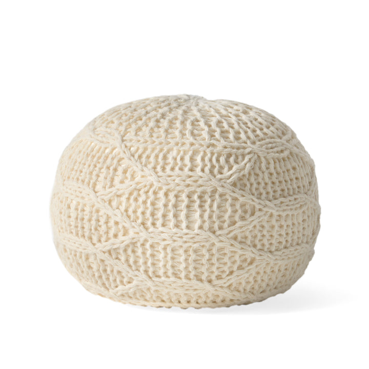 Knitted Wool 20 x 20 Round Pouf
