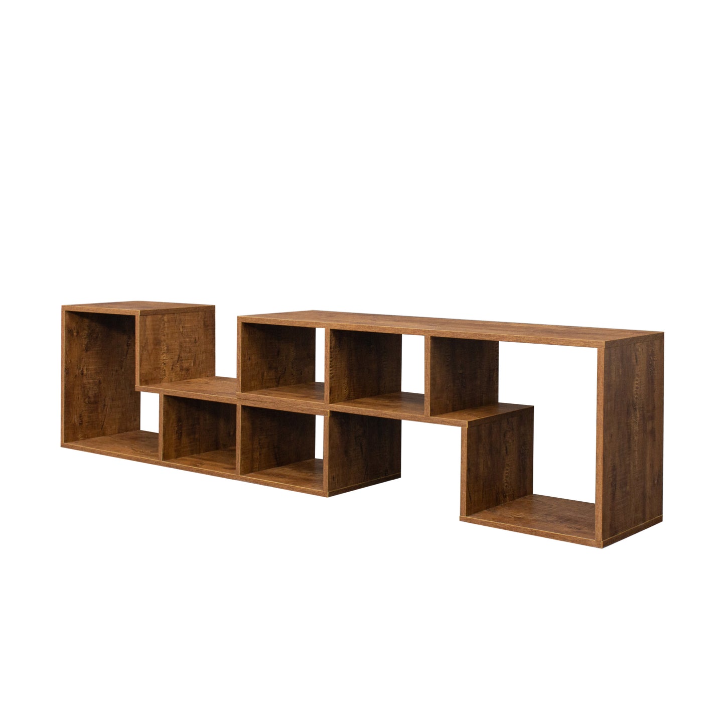 Double L-Shaped TV Stand,Display Shelf,Bookcase for Home Furniture,Walnut