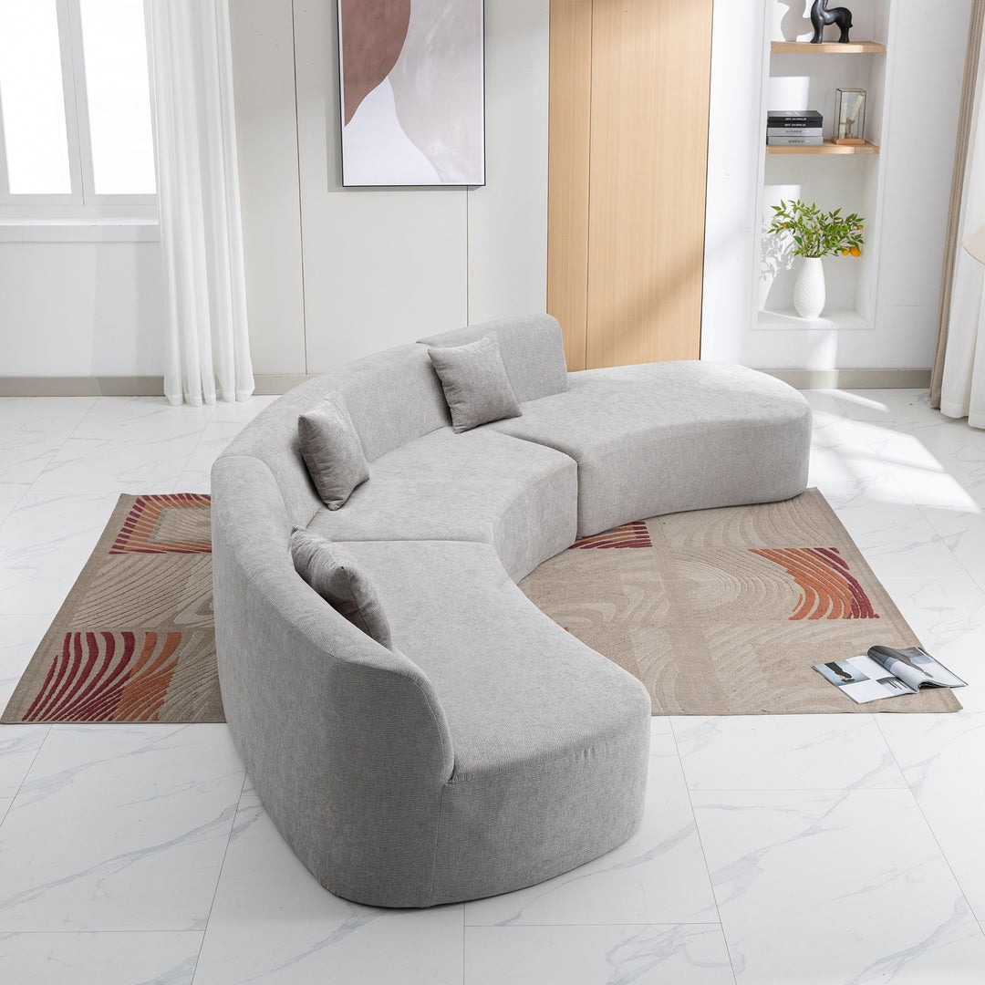 136.6" Stylish Curved sofa Sectional Sofa, Grey