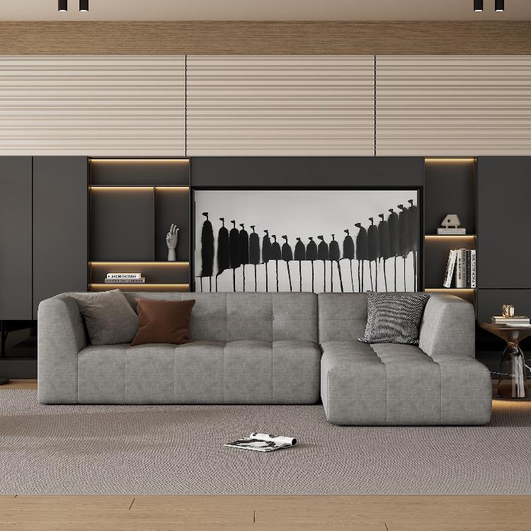 110.2*72.8" Living Room Sofa Set, 2pcs Computer Free Combination, L-Shaped,Light Grey