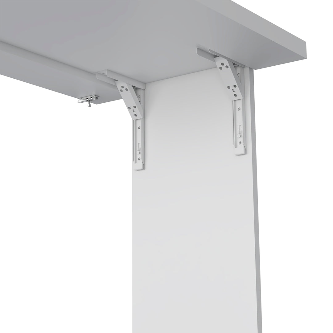 Wall Foldable Table with Multiple Shelves, White