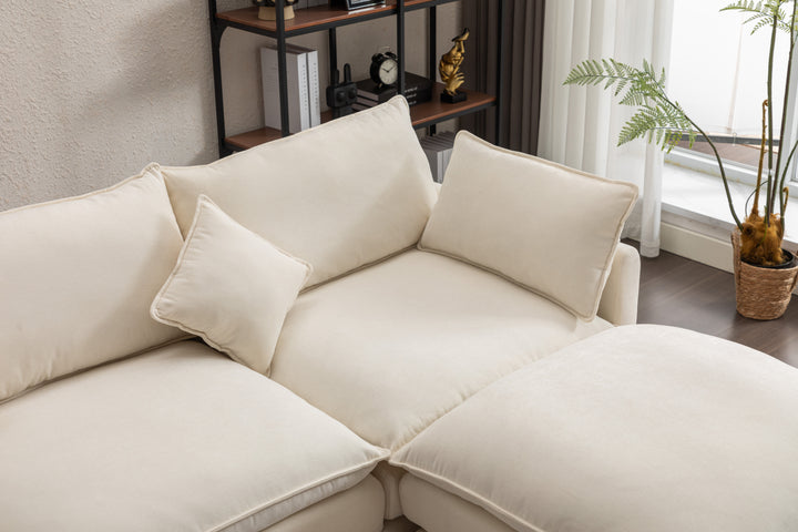 Modular Sectional Sofa, 100.39" x 34.65" 3-Seater Sofa with Ottoman, Modern L-Shaped Sofa for Living Room Bedroom Apartment