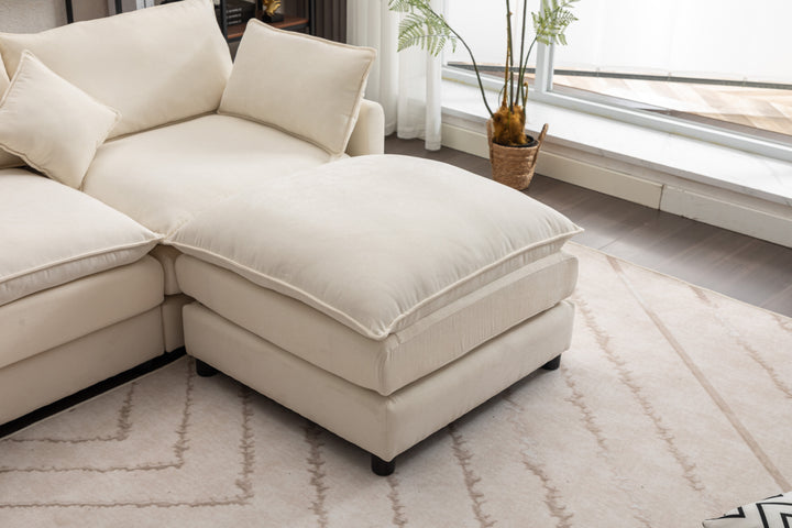 Modular Sectional Sofa, 100.39" x 34.65" 3-Seater Sofa with Ottoman, Modern L-Shaped Sofa for Living Room Bedroom Apartment