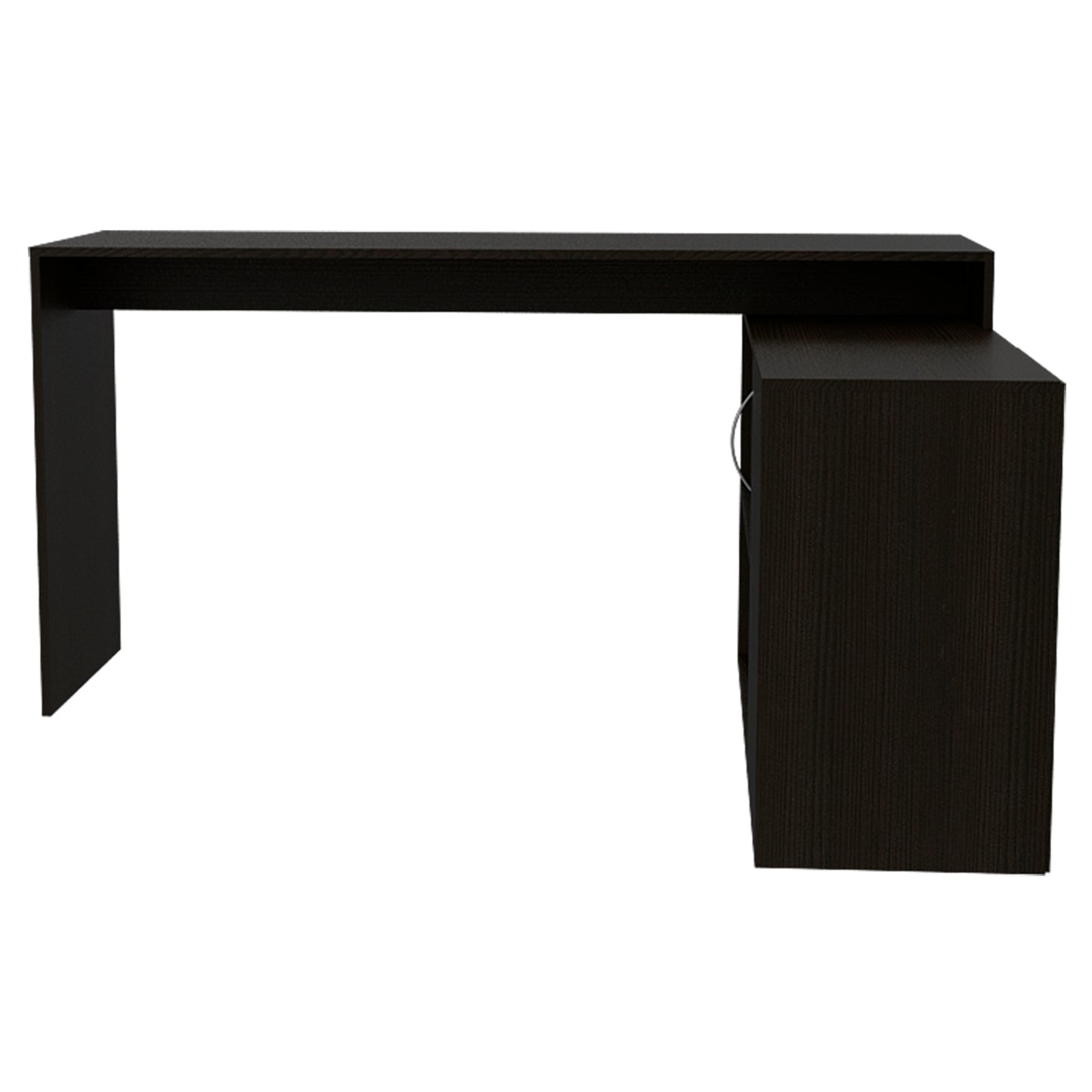 Modern L-Shaped Computer Desk with Open & Closed Storages -Black