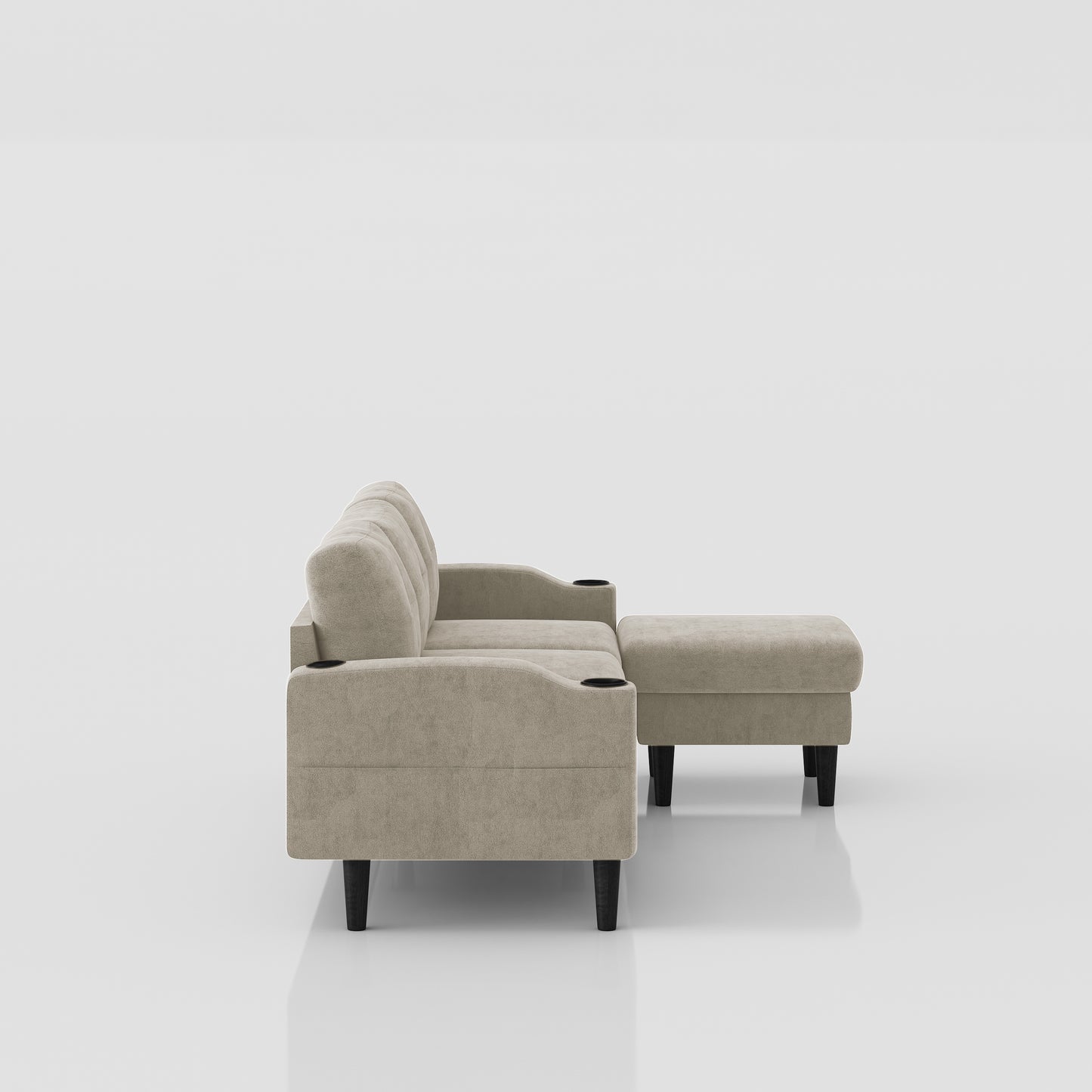 Combination Sofa Sofa L-Shaped Sofa with Footstools with Storage, Beige