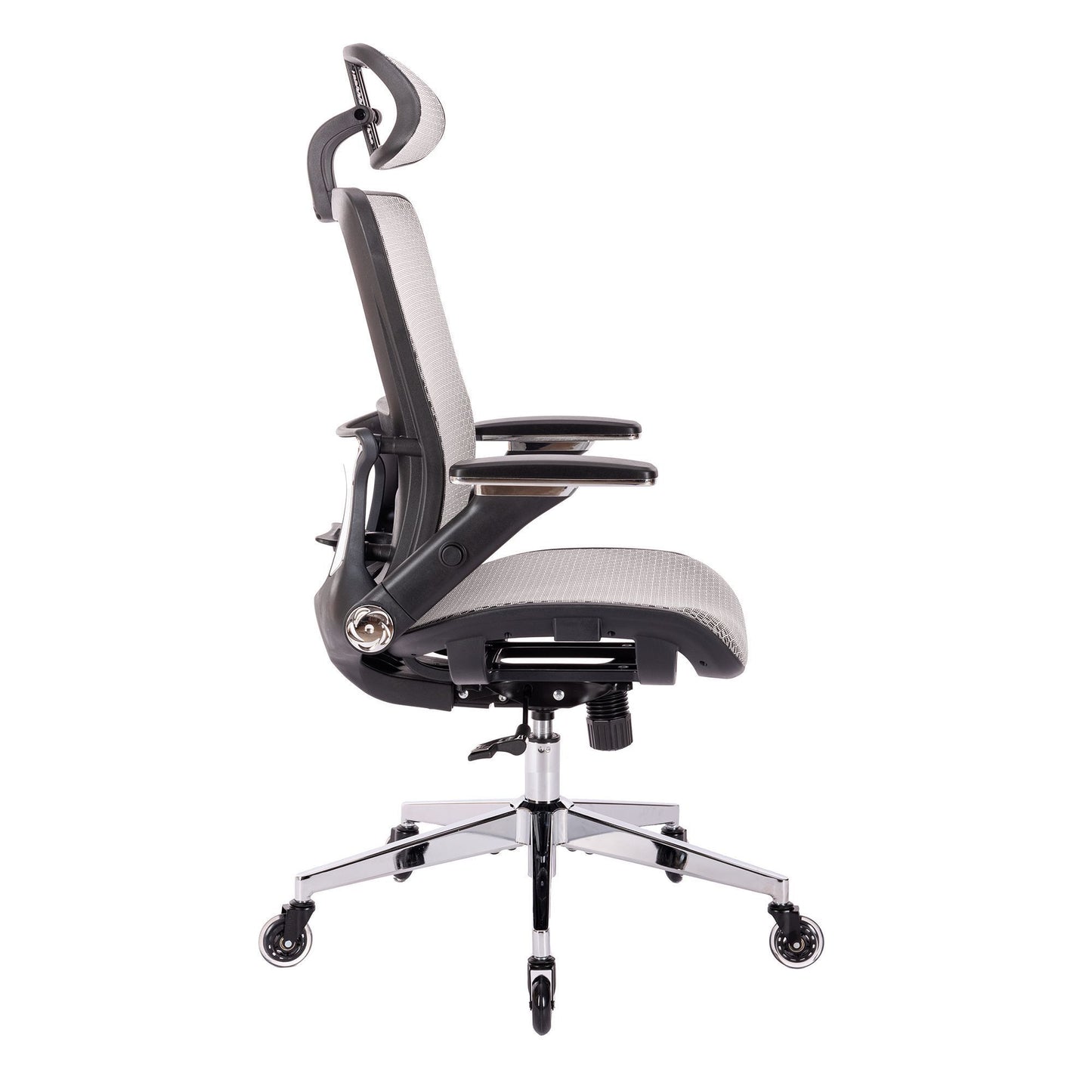 GREY Ergonomic Mesh Office Chair, High Back - Adjustable Headrest with Flip-Up Arms