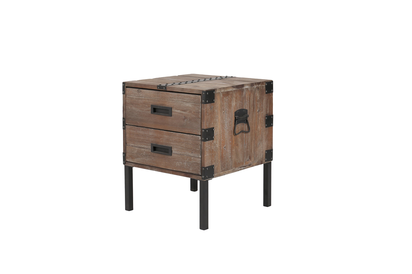 Antique Reclaimed Wood Gray Trunk Table And Side Table