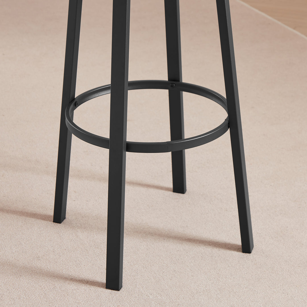 bar stool set of 2 with backrest, industrial style, metal frame