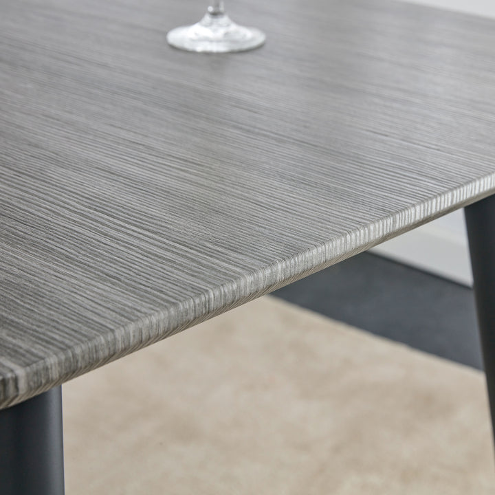 1 table and 4 chairs set.Gray wood grain table with MDF tabletop