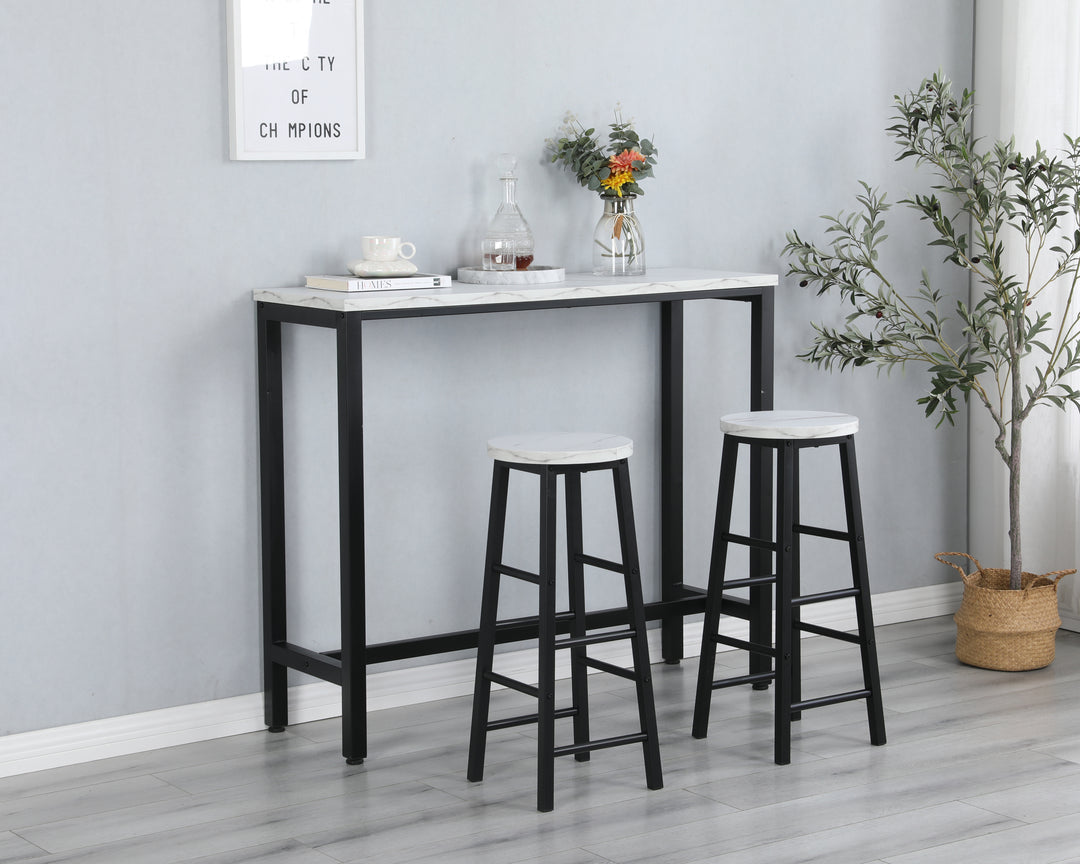 Black Table Top Bar Table with 2 Bar Chairs, Kitchen Counter with Bar Chairs,Breakfast Bar Table Sets, for Home,Kitchen, Office