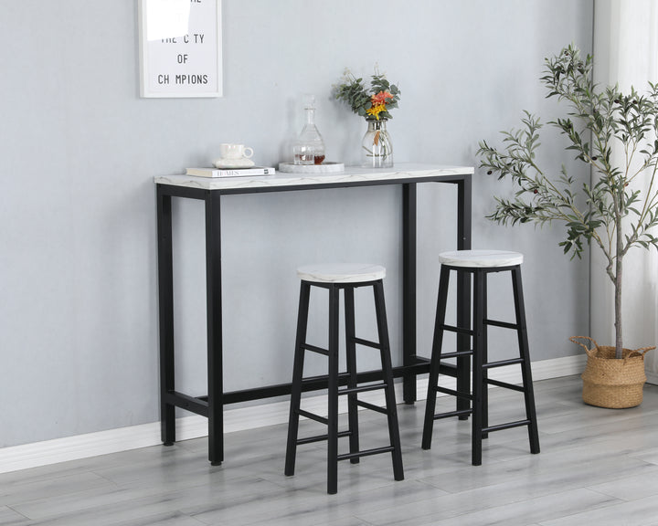 Black Table Top Bar Table with 2 Bar Chairs, Kitchen Counter with Bar Chairs,Breakfast Bar Table Sets, for Home,Kitchen, Office