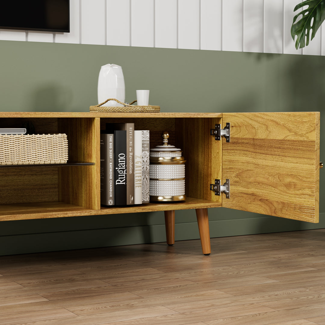 70 Inch Mid Century Modern TV Stand, TV Stand with Storage
