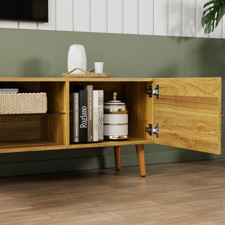 70 Inch Mid Century Modern TV Stand, TV Stand with Storage
