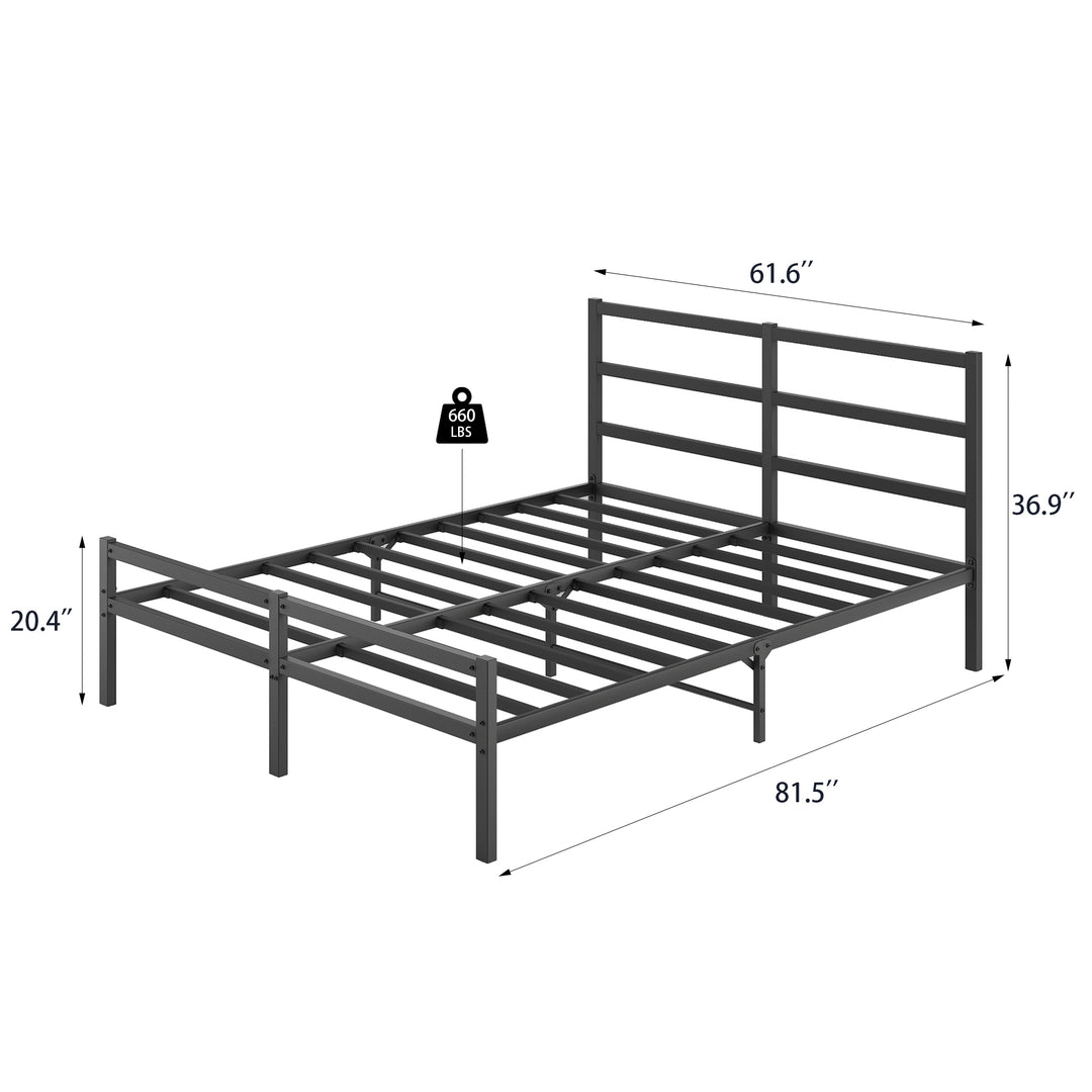 Metal Platform Bed frame with Headboard, No Box Spring Needed(Queen)