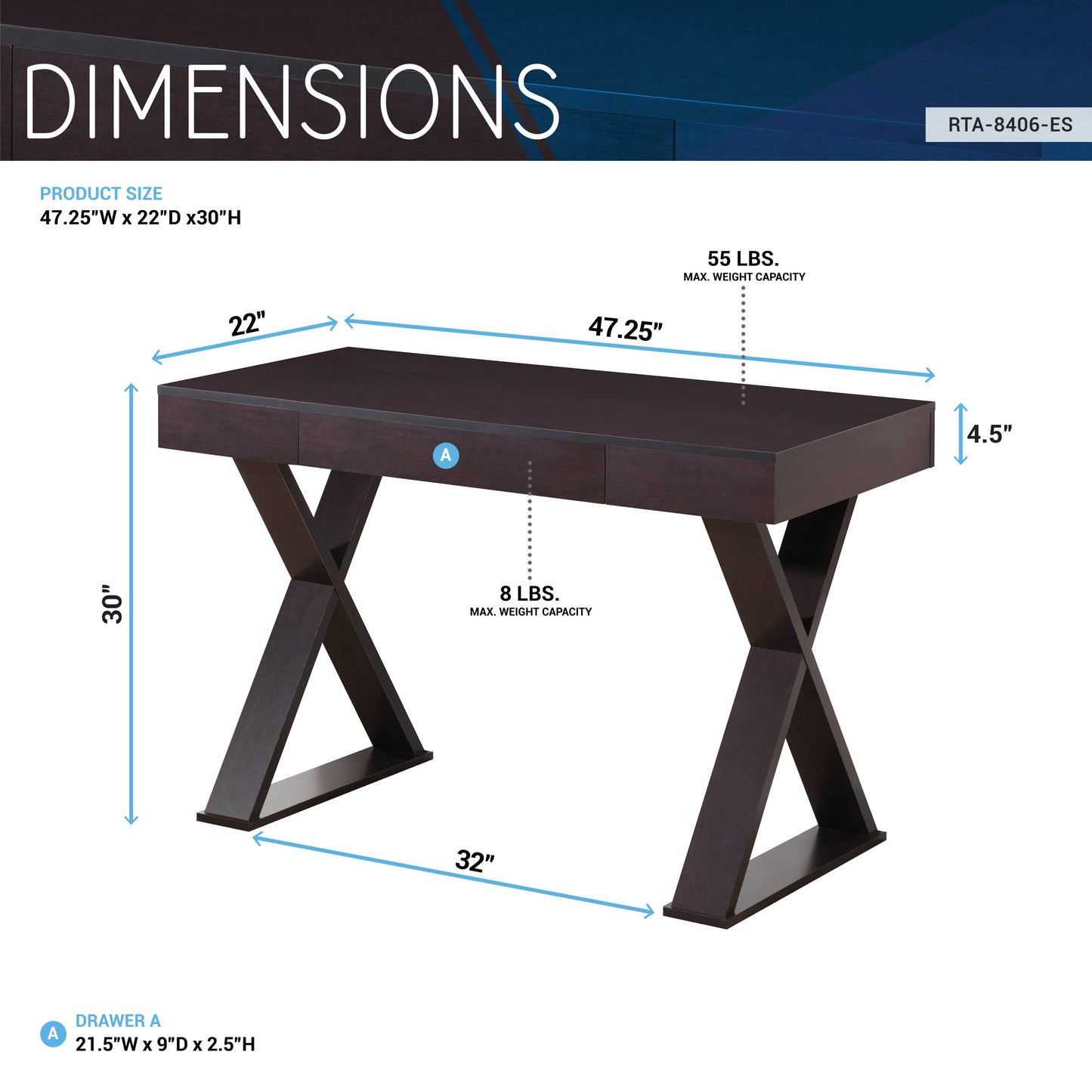 Trendy Writing Desk with Drawer, Espresso