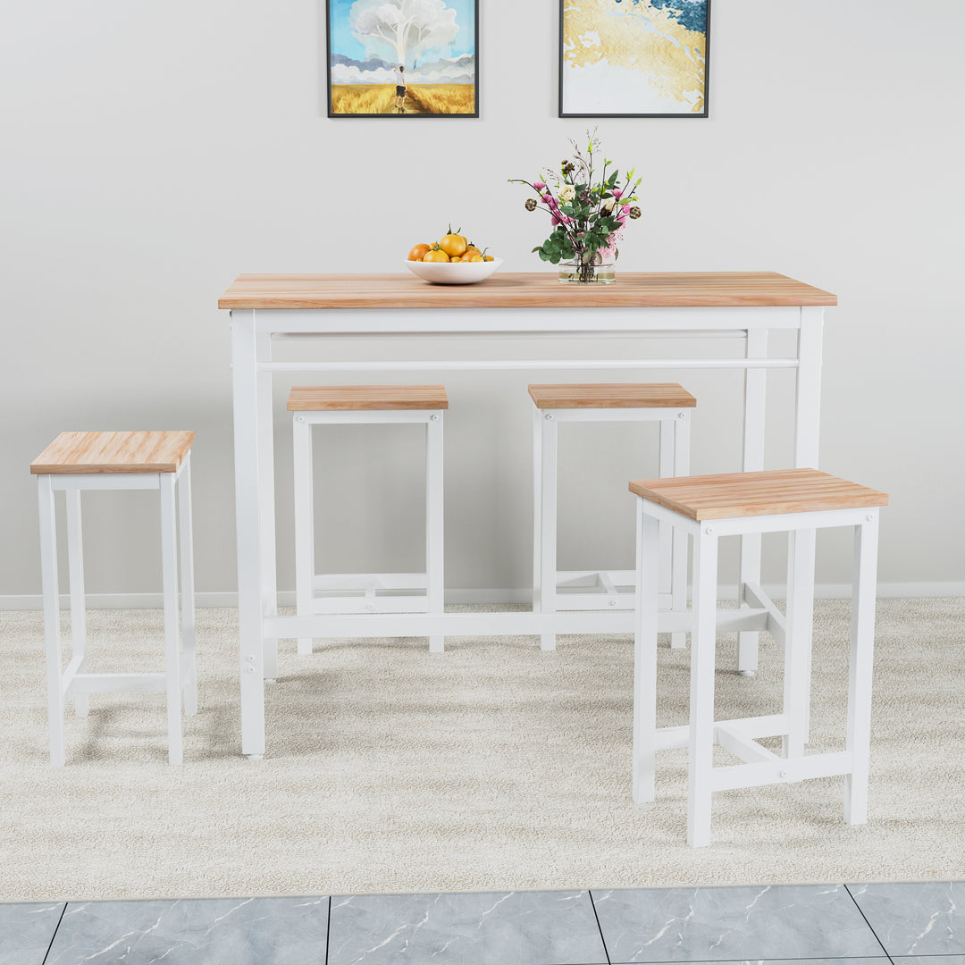 5-piece kitchen table with four bar stools Bar table set 5PC,metal frame and MDF