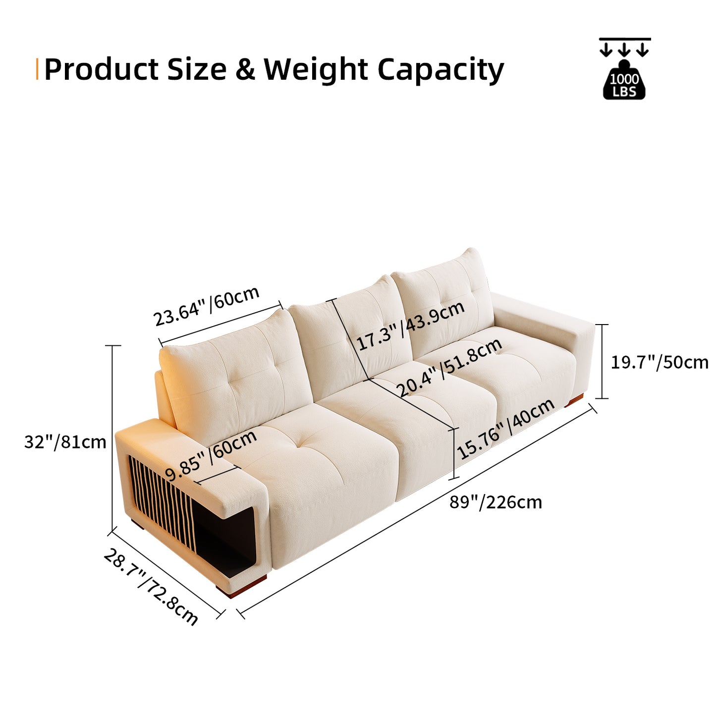 3 Seater Sofa Couch for Living Room