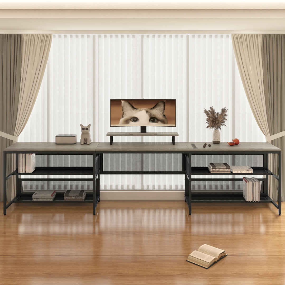 U-shaped Desk with Shelve and LED lights