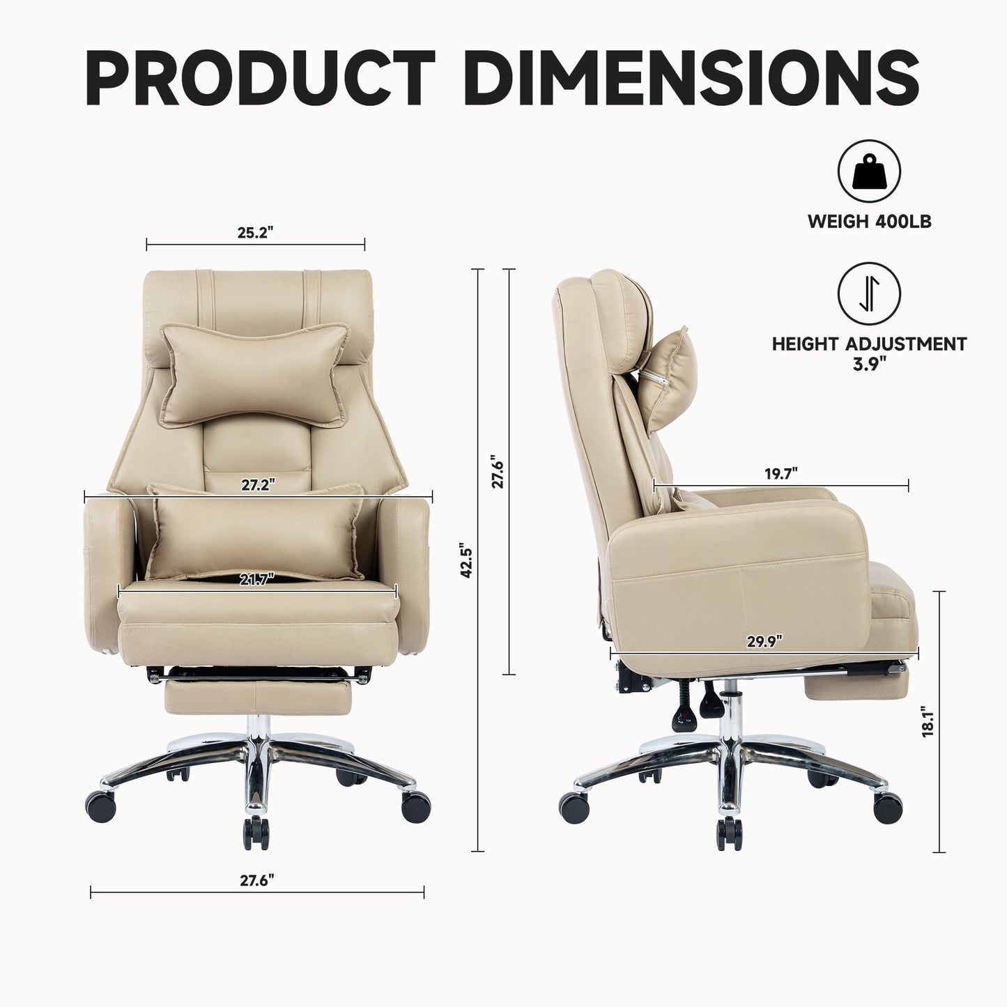 Office Chair, Technology Leather  High Back Office Chair with Lumbar Support Headrest