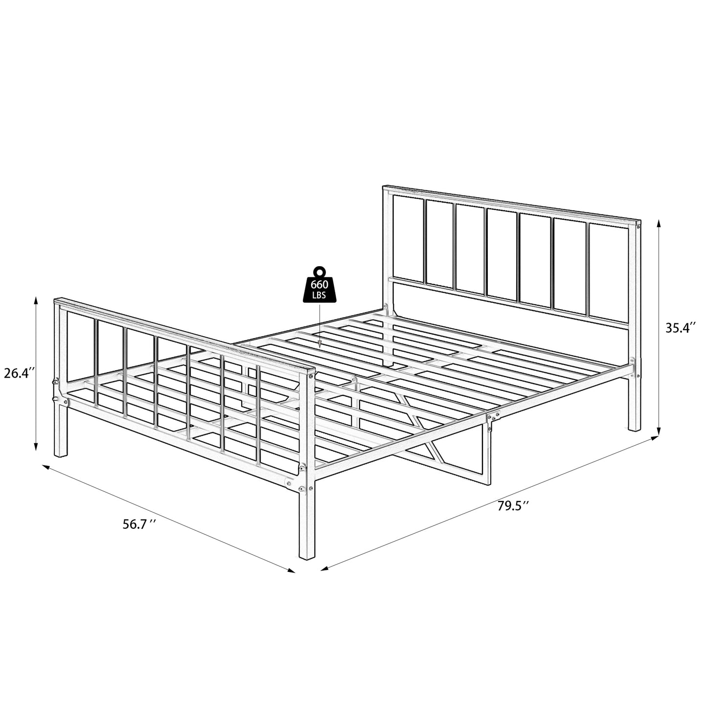 Metal Platform Bed frame with Headboard and Footboard,No Box Spring Needed(Full)