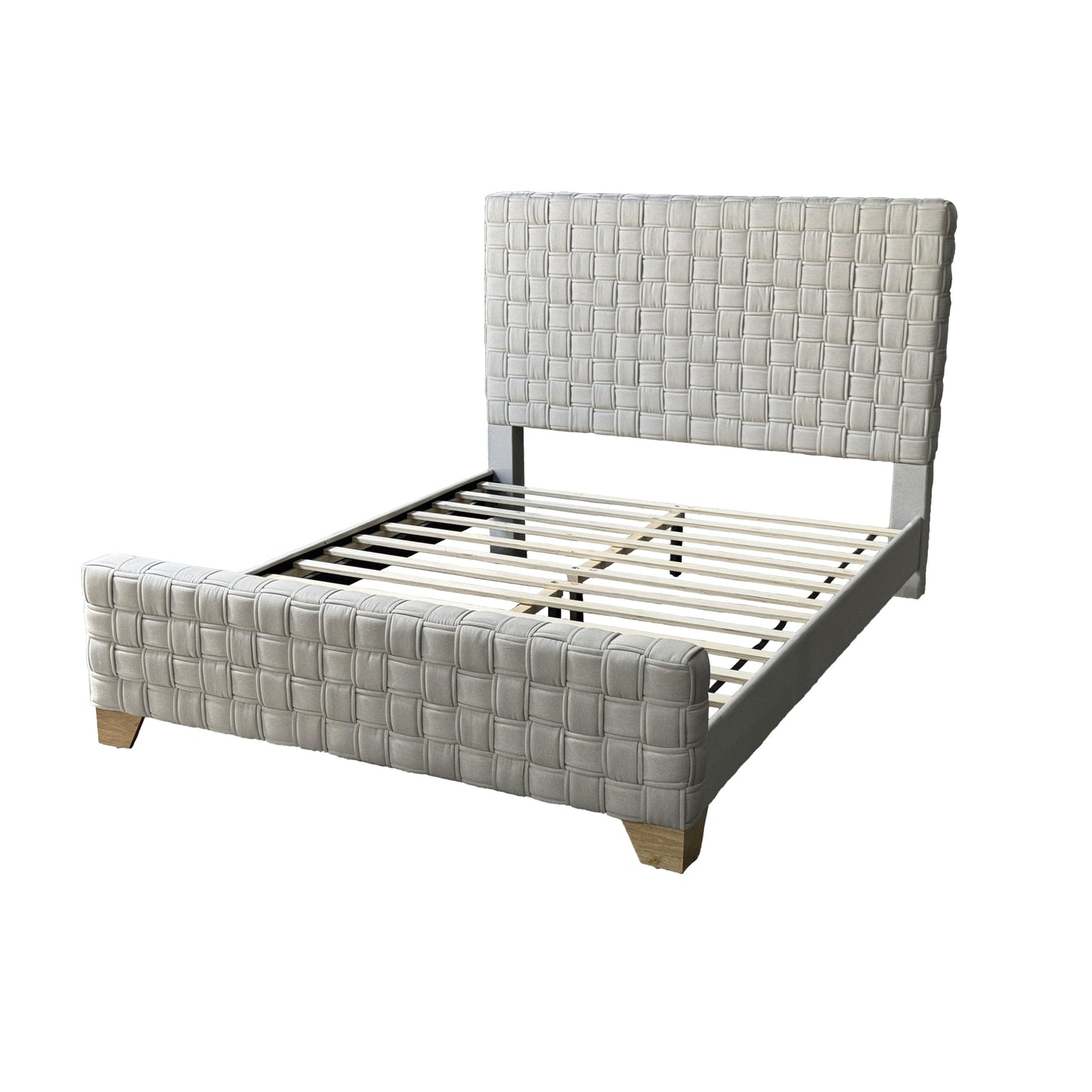 Light Beige ColorLinen & rubber wood Nature color  legs  &High headboard