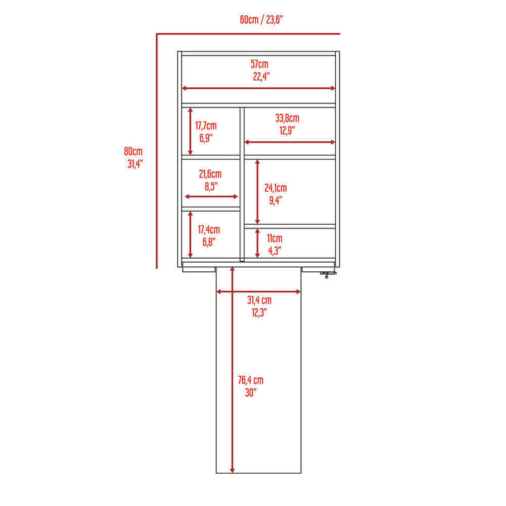 Wall Foldable Table with Multiple Shelves, White
