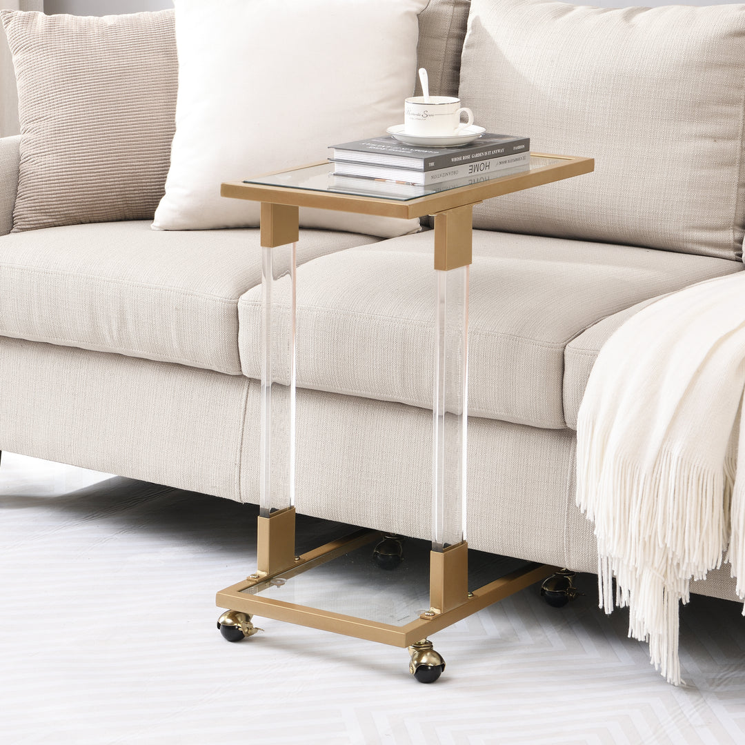 Golden Side Table, Acrylic Sofa Table