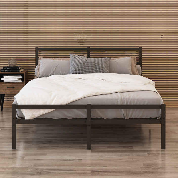 Metal Platform Bed frame with Headboard, No Box Spring Needed(Queen)