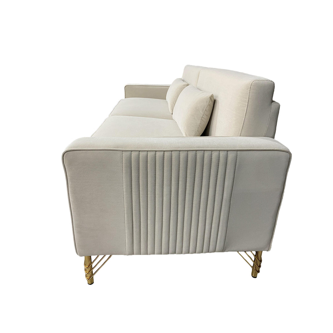Velvet Sofa with Gold Accents