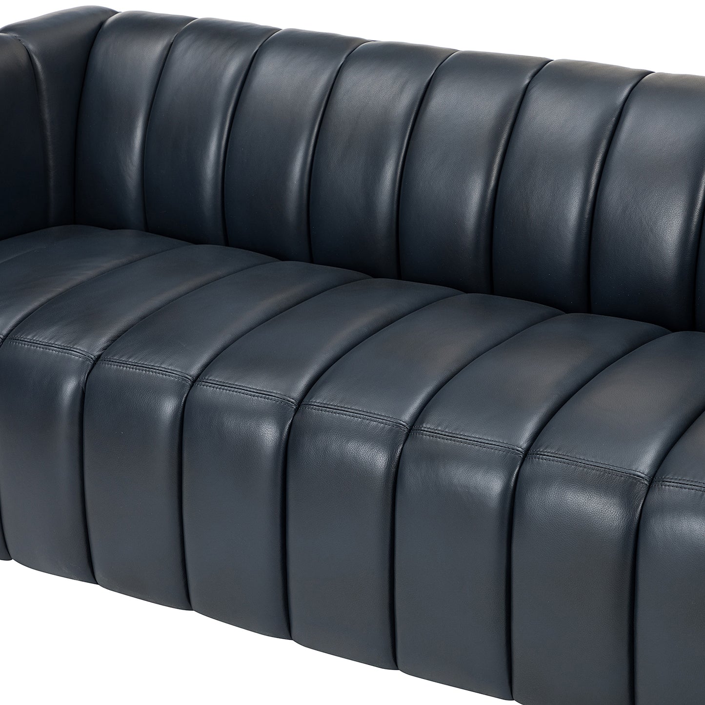 83" Genuine Leather Sofa-NAVY