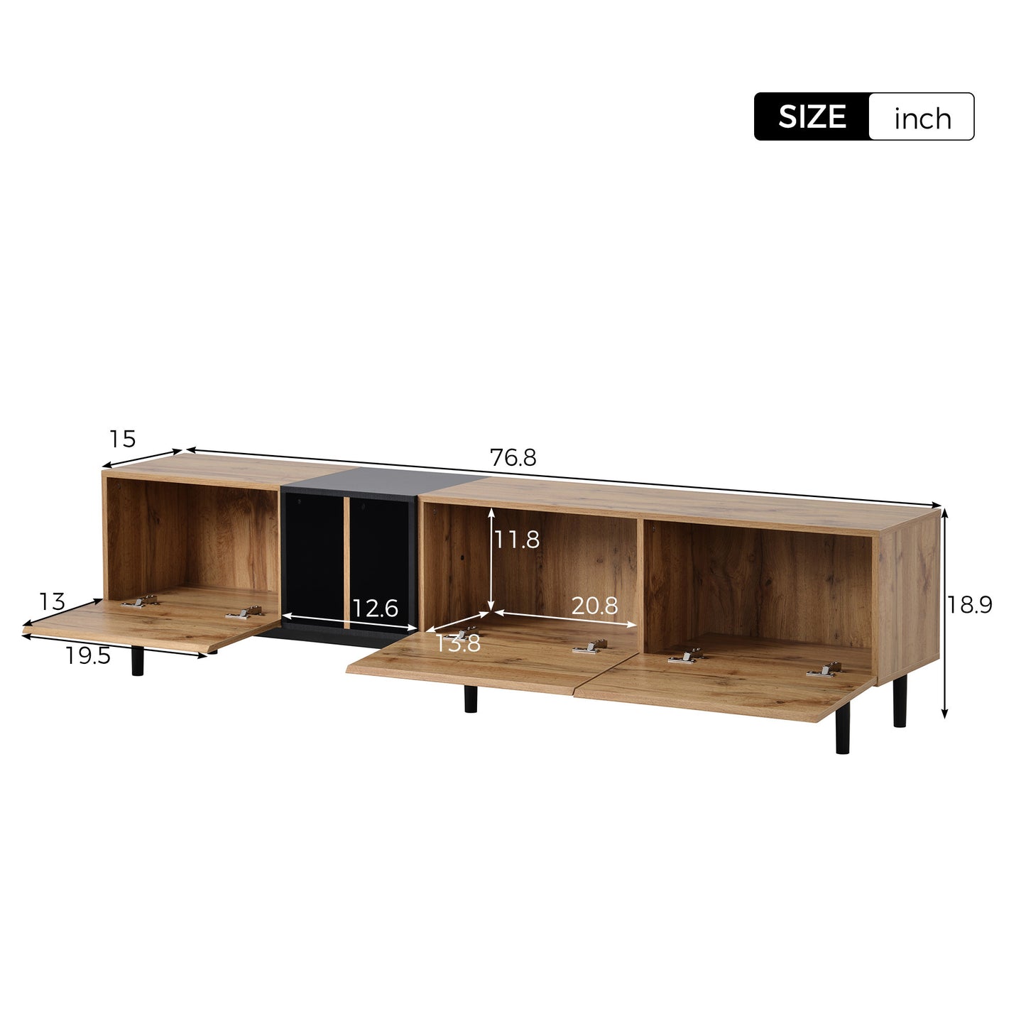 TV Stand for 80'' TV with 3 Doors, Media Console Table