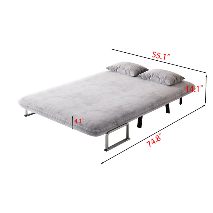 55″ Convertible Chair Bed, Tri-Fold Sofa Bed with Adjustable Backrest & Pillow