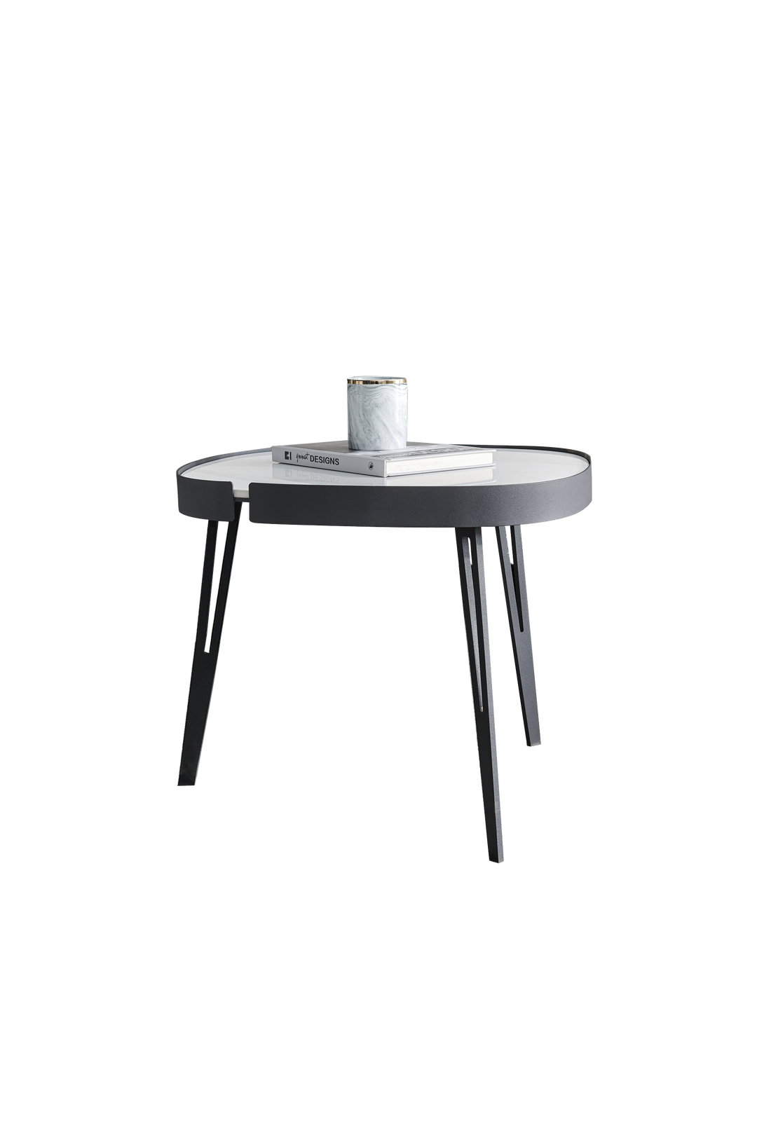 Modern coffee table,black metal frame with sintered stone tabletop