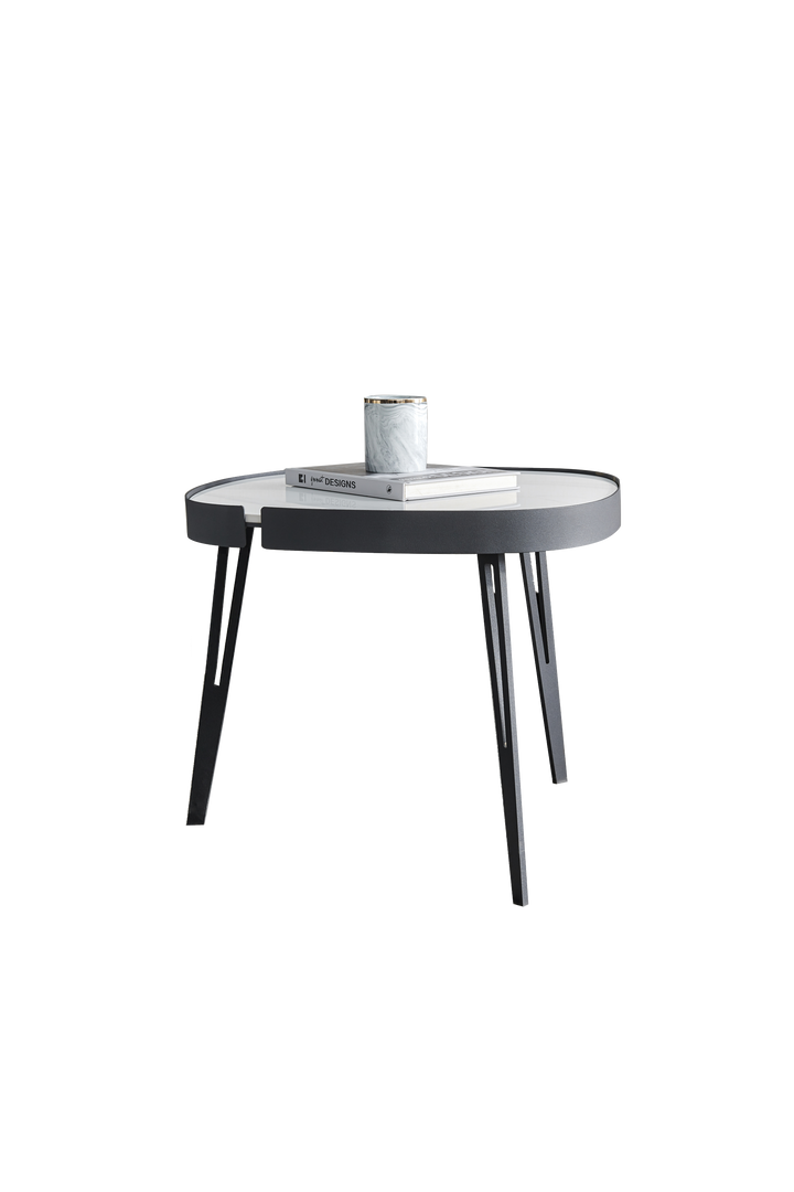 Modern coffee table,black metal frame with sintered stone tabletop