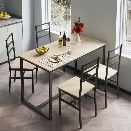 Five-piece set table and chair with backrest, industrial style, solid structure