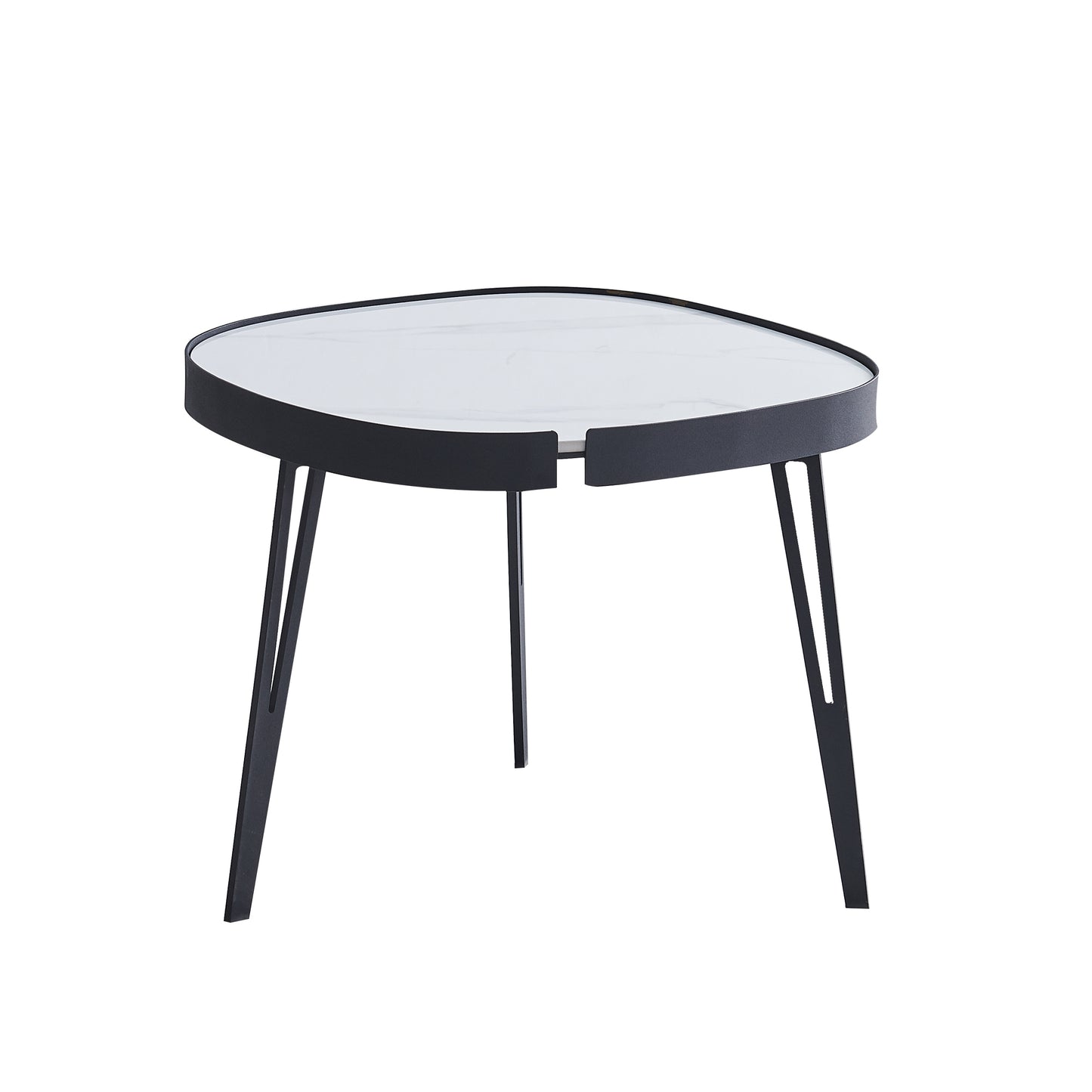 Modern coffee table,black metal frame with sintered stone tabletop