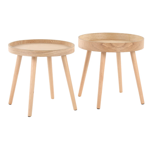 Mid-Century Modern Side Table Set in Natural Wood by LumiSource