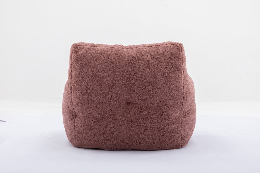 Soft Teddy Fabric Tufted Foam Bean Bag Chair With Teddy Fabric Bean Paste Red