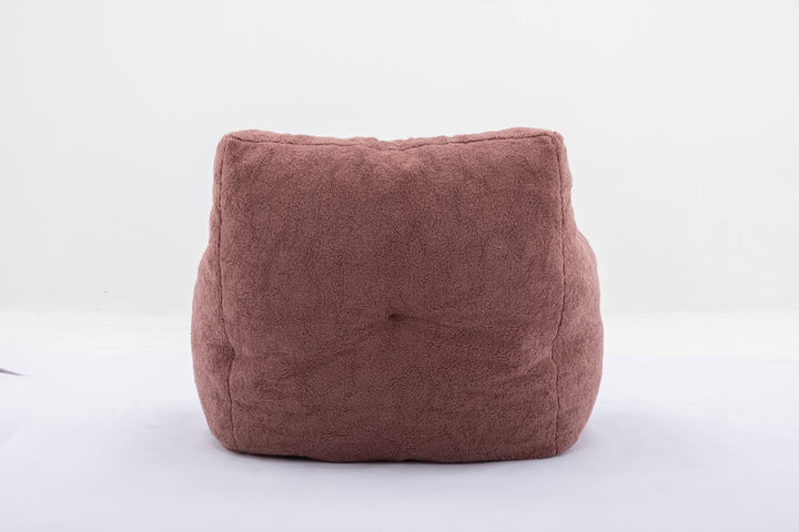 Soft Teddy Fabric Tufted Foam Bean Bag Chair With Teddy Fabric Bean Paste Red