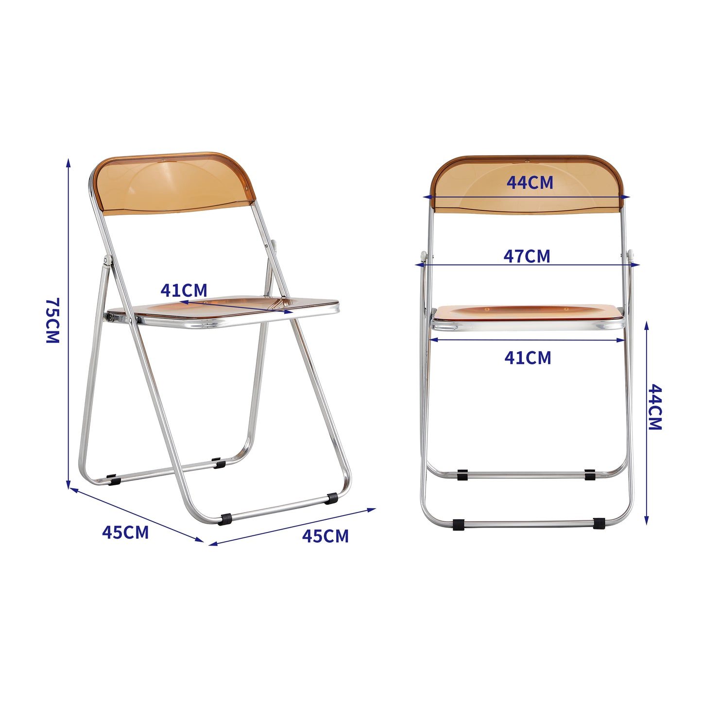 YELLOW Clear Transparent Folding Chair Chair Pc Plastic Living Room Seat