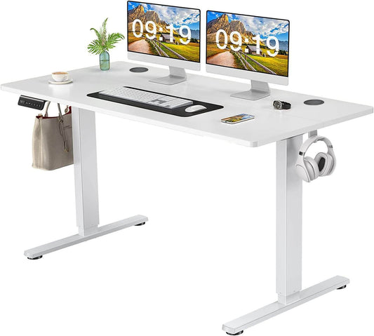 Electric Height Adjustable Standing Desk,White,55'' x 24"