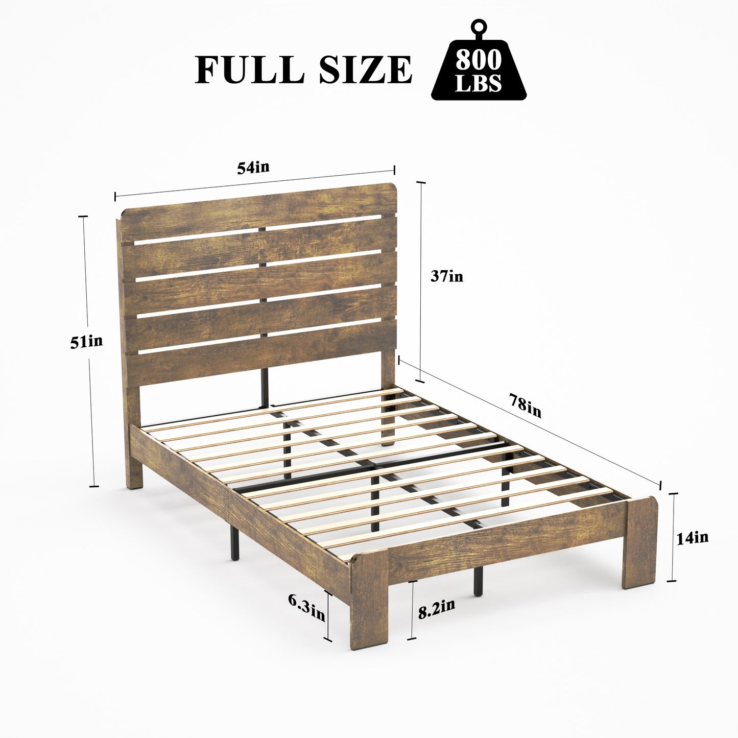 Bed Frame Full Size, Wood Platform Bed Frame  , Noise Free,No Box Spring Needed