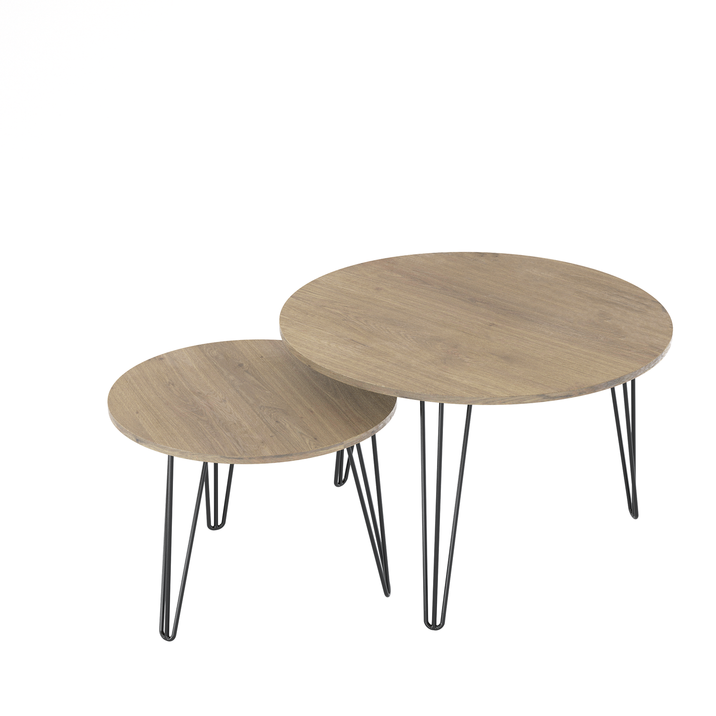 27.56'' Round Nesting Coffee Table Set of 2, Brown