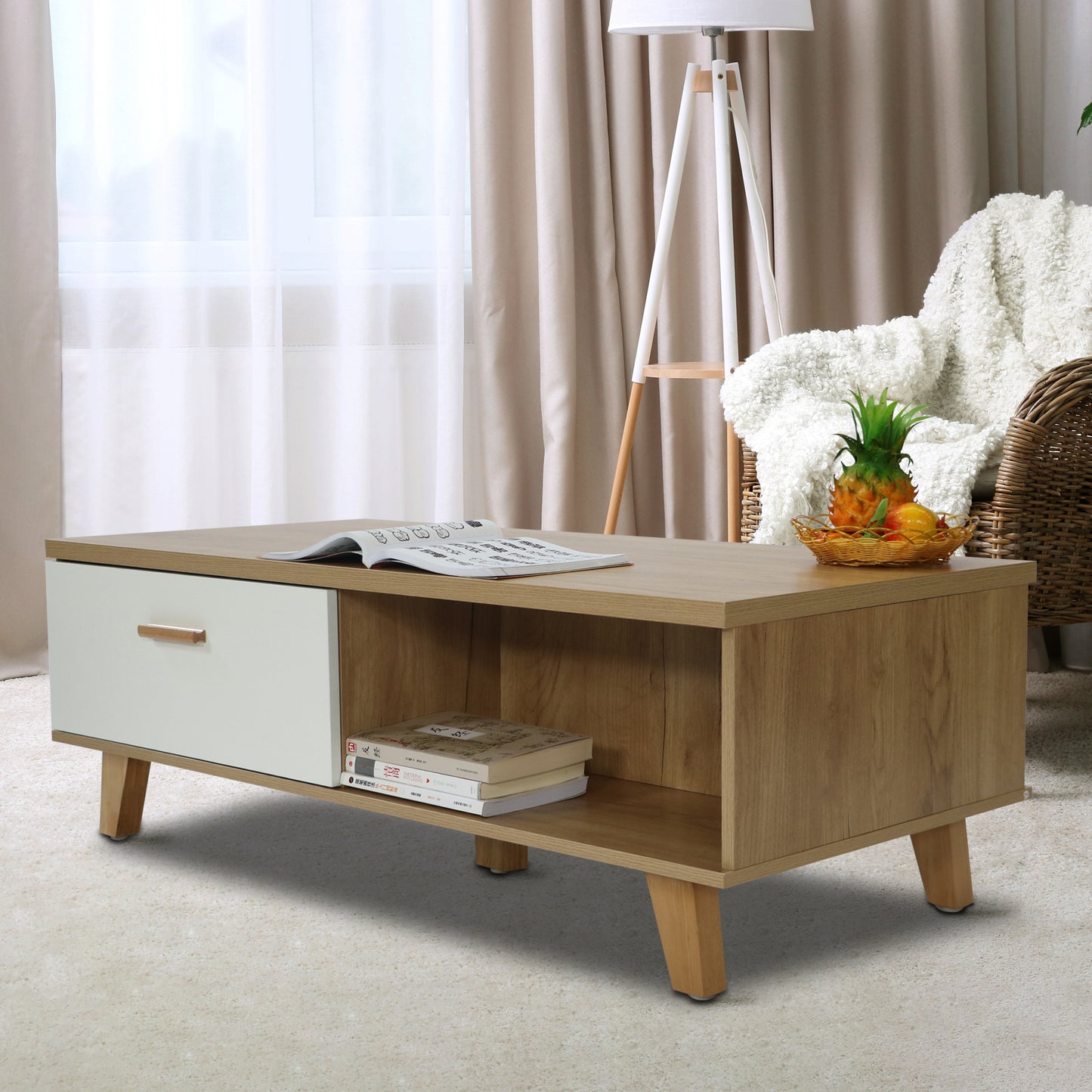 COFFEE TABLE computer table, wood+white color