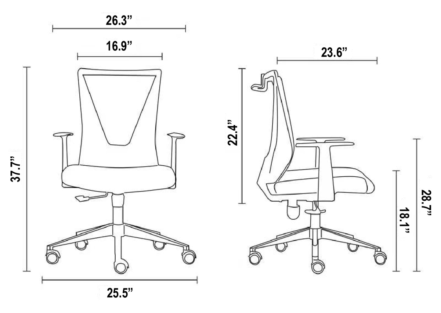 Office Chair Armin, Nylon Base Black, Fixed Armrest, Black Wengue/ Smoke Finish