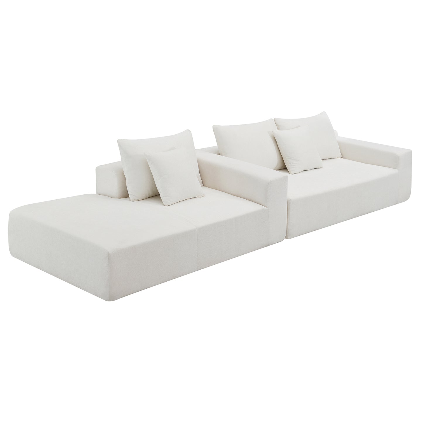 109*68" Sectional Living Room Sofa Set, L-Shape, Cream